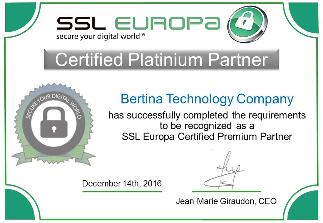 نماینده پلاتینیوم ویژه کمپانی SSL-Europa جهت صدور و فروش انواع گواهینامه های امنیتی از کمپانی OpenTrust / Keynectis