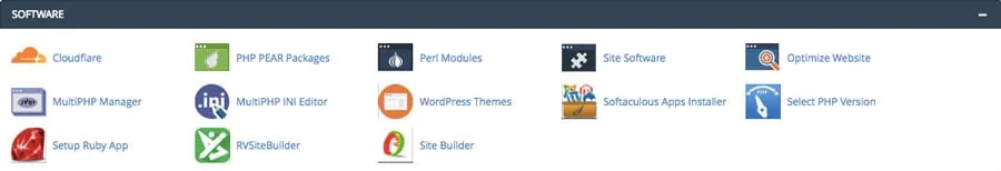 cpanel software section