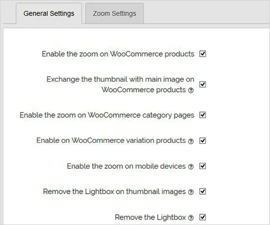 تنظیمات عمومی پلاگین WP Image Zoom تنظیمات عمومی پلاگین WP Image Zoom