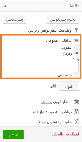 رمز عبور برای پست‌های وردپرس